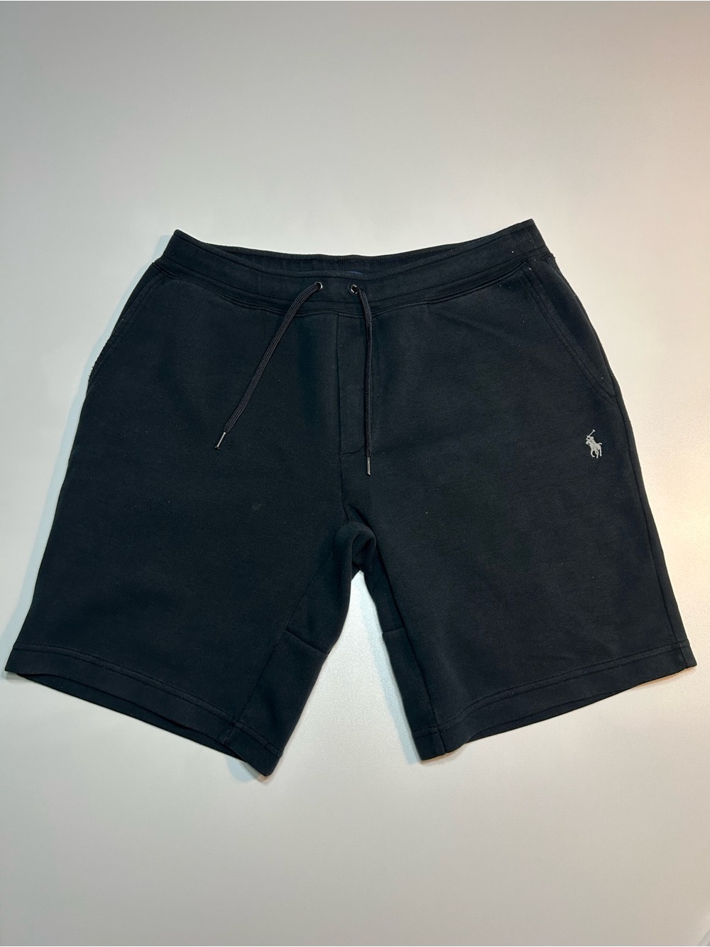 Polo Ralph Lauren Black Double-Knit Sweat Shorts Embroidered Pony Drawstring